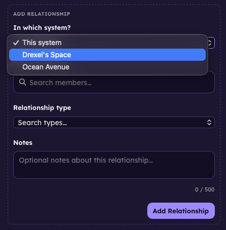 Cross-system relationships
