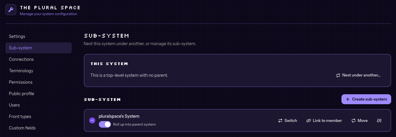 Sub-System Setup & Management